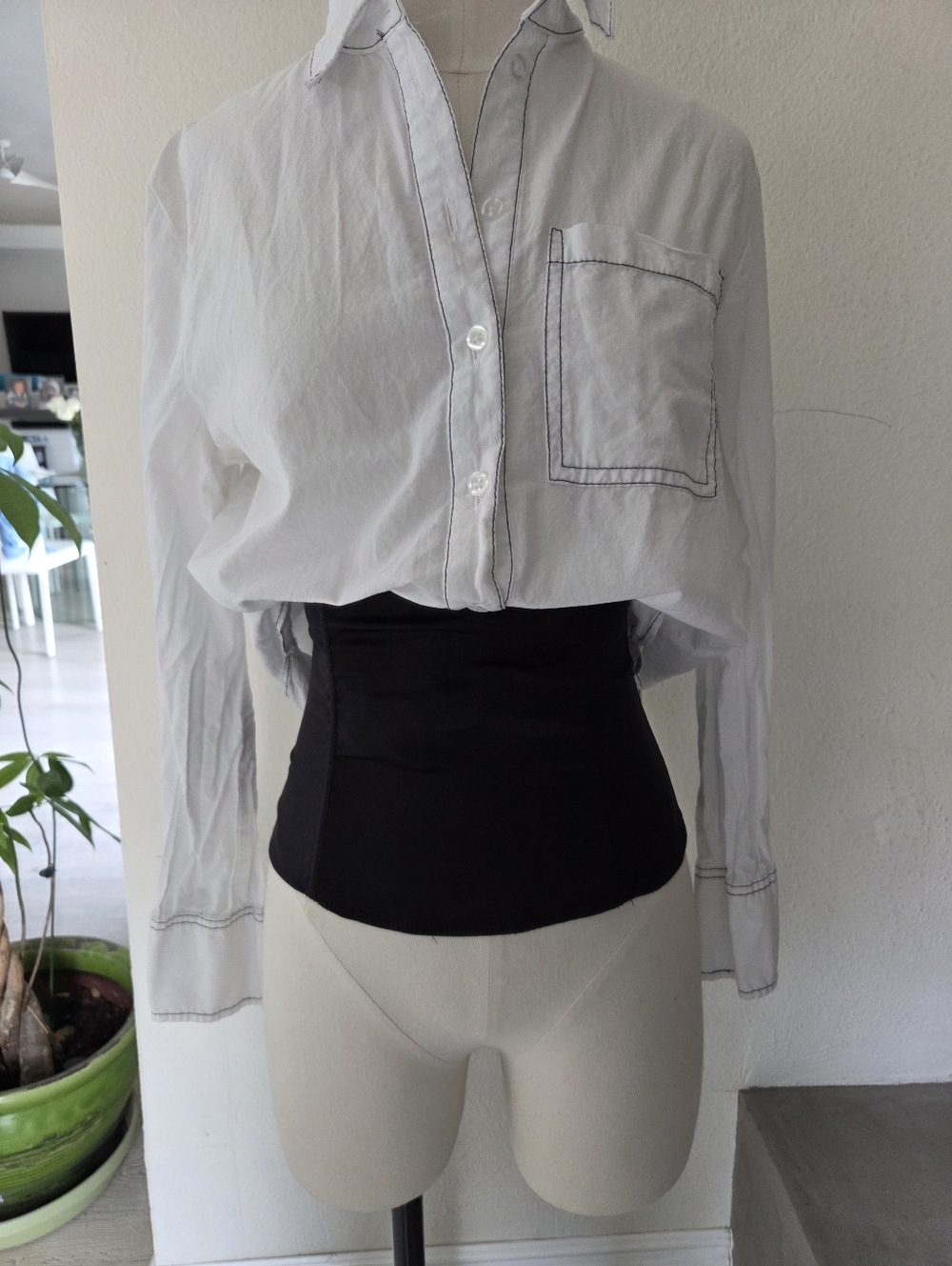 Black Corset Waist Panel